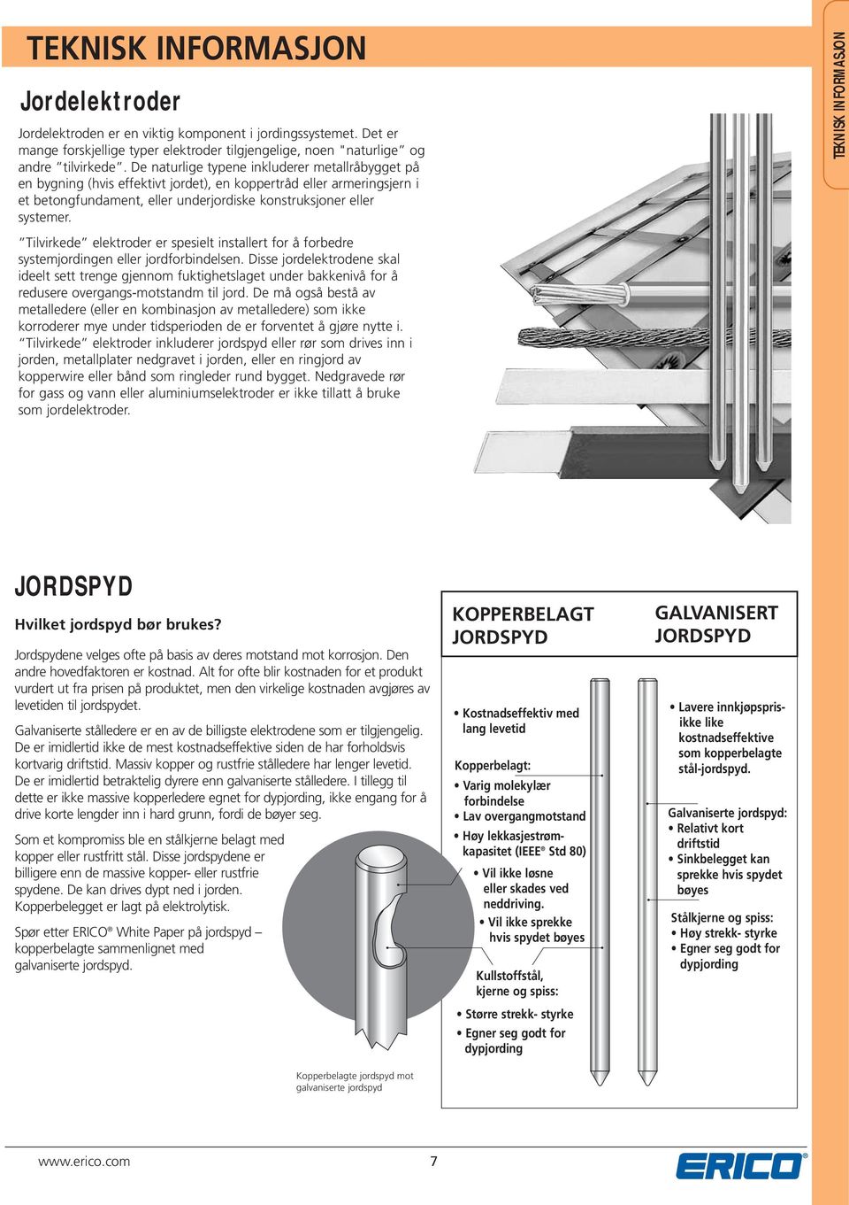 TEKNISK INFORMASJON Tilvirkede elektroder er spesielt installert for å forbedre systemjordingen eller jordforbindelsen.