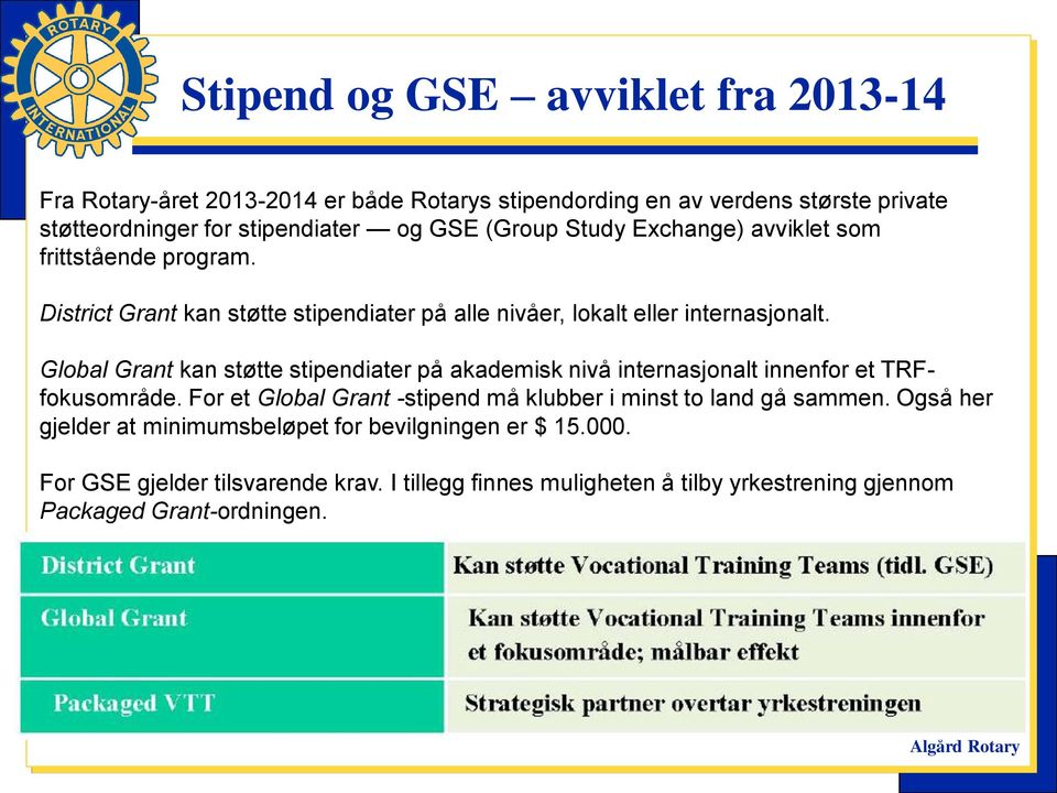 Global Grant kan støtte stipendiater på akademisk nivå internasjonalt innenfor et TRFfokusområde.