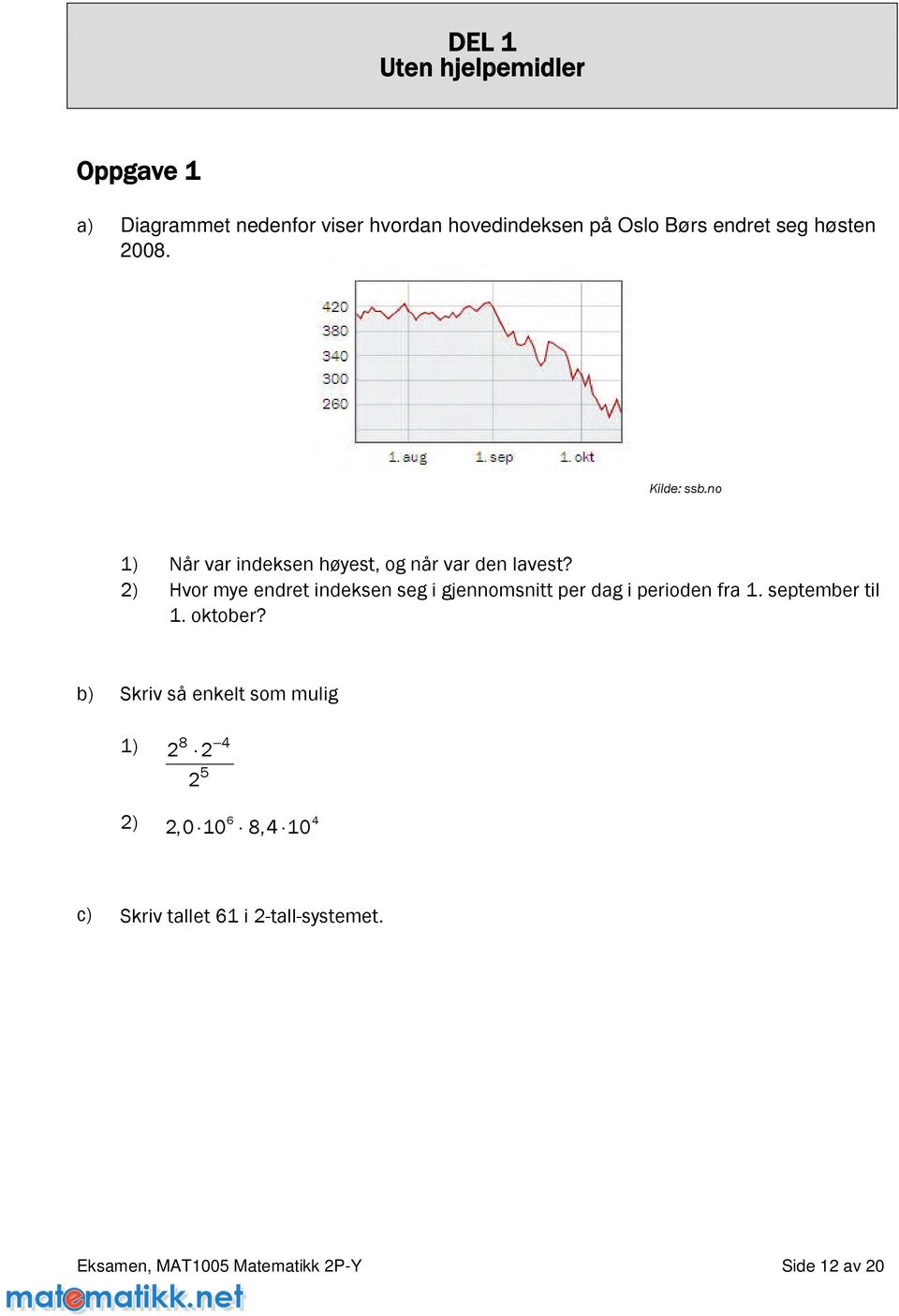 2) Hvormyeendretindeksensegigjennomsnittperdagiperiodenfra1.septembertil 1. oktober?