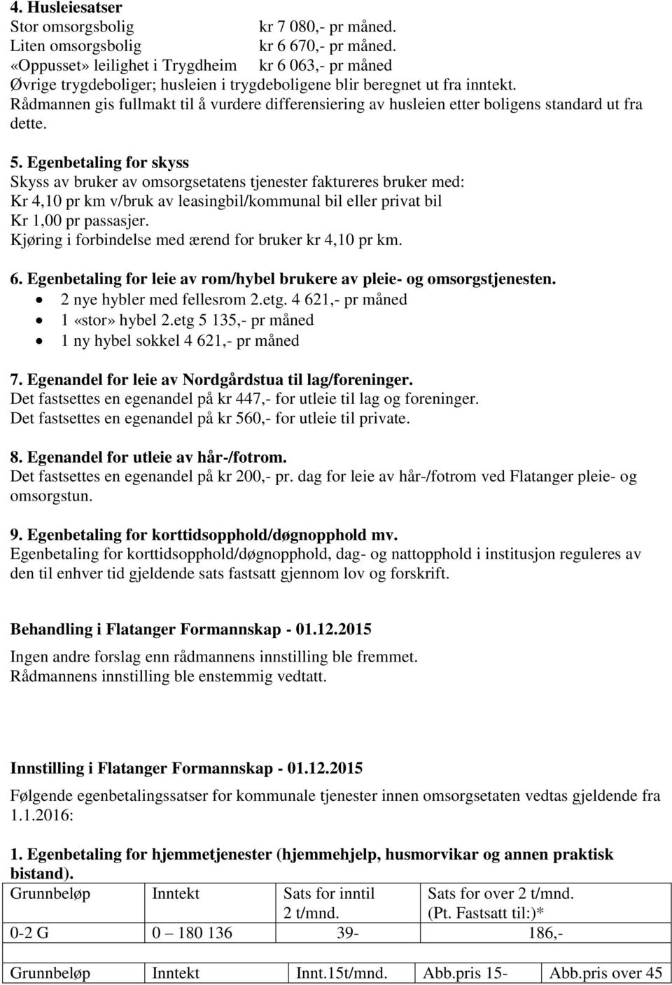 Rådmannen gis fullmakt til å vurdere differensiering av husleien etter boligens standard ut fra dette. 5.