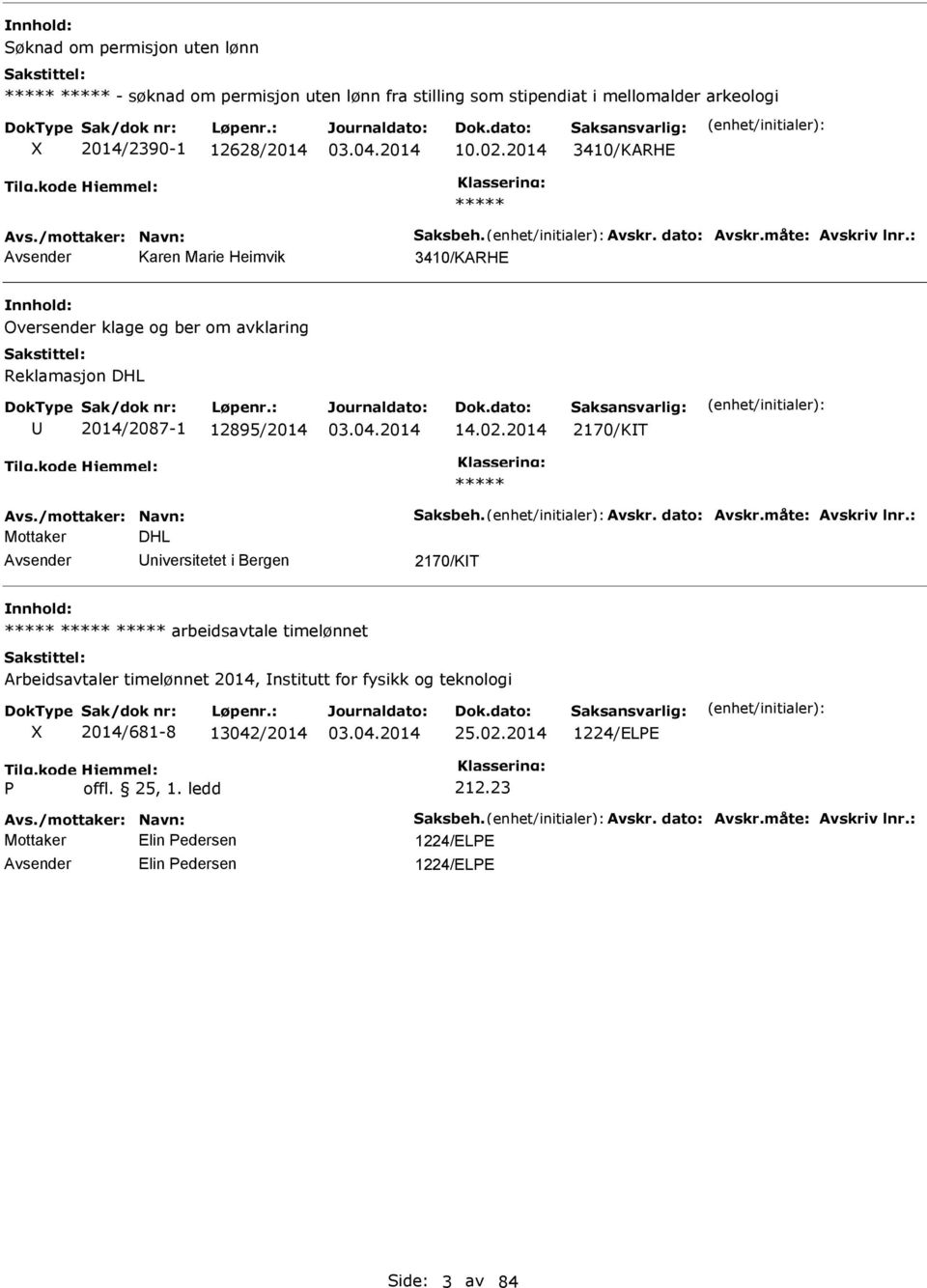 2014 2170/KT Avs./mottaker: avn: Saksbeh. Avskr. dato: Avskr.måte: Avskriv lnr.