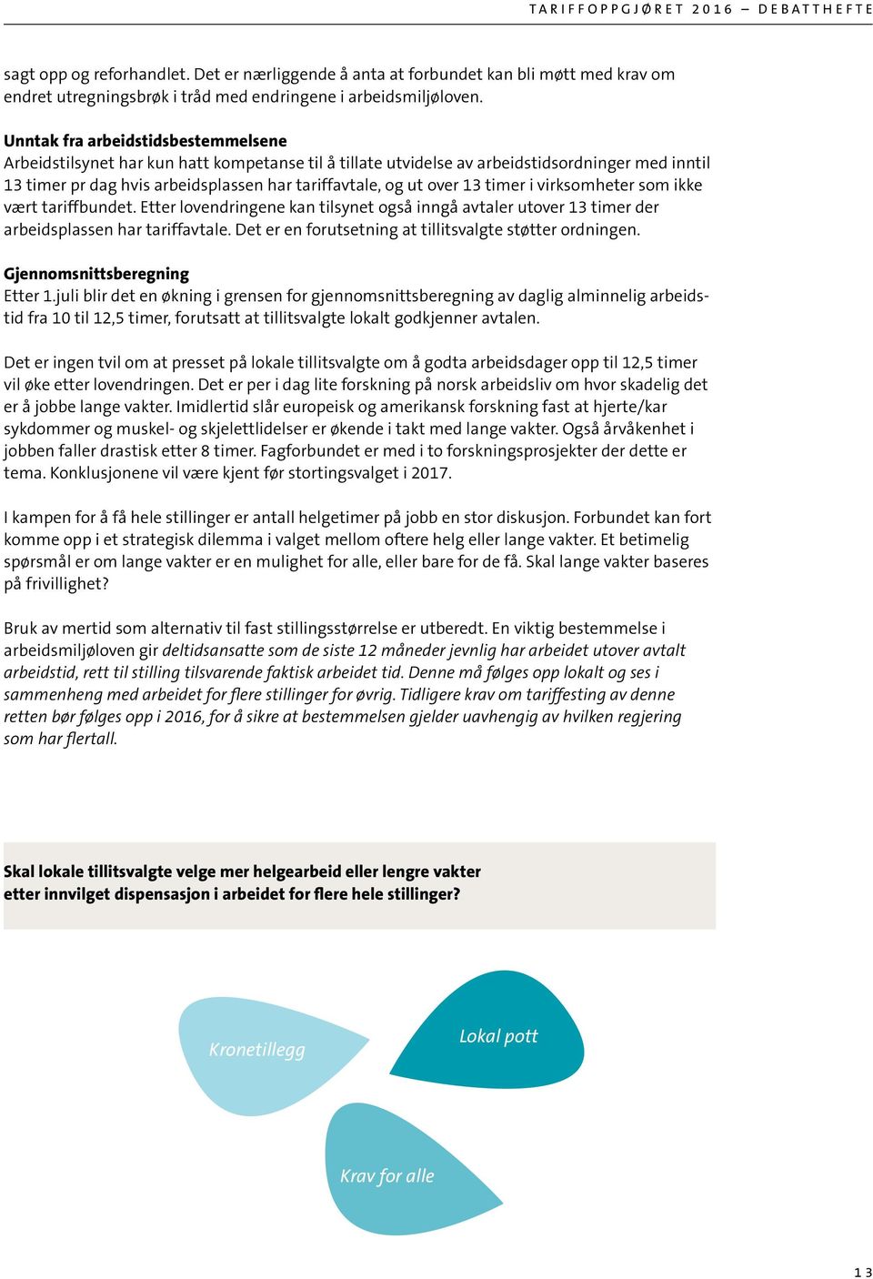 13 timer i virksomheter som ikke vært tariffbundet. Etter lovendringene kan tilsynet også inngå avtaler utover 13 timer der arbeidsplassen har tariffavtale.