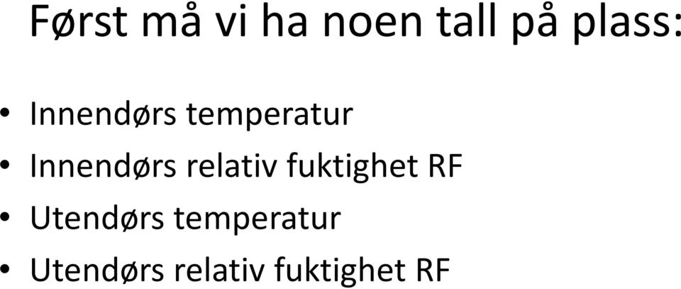 Innendørs relativ fuktighet RF