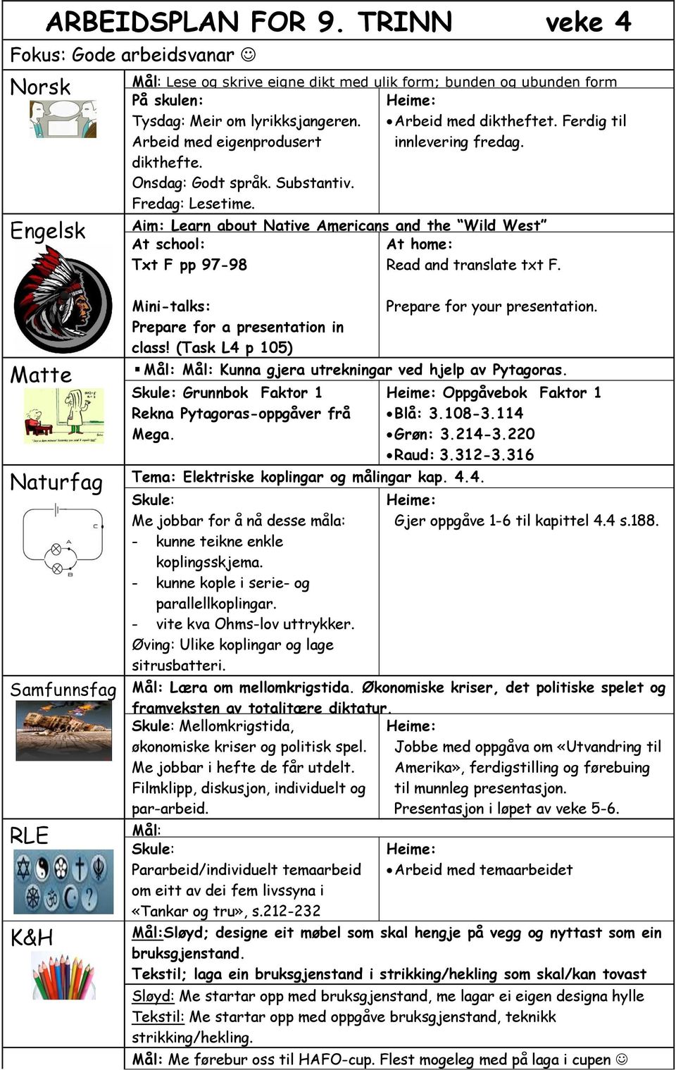 Aim: Learn about Native Americans and the Wild West At school: At home: Txt F pp 97-98 Read and translate txt F. Mini-talks: Prepare for a presentation in class!