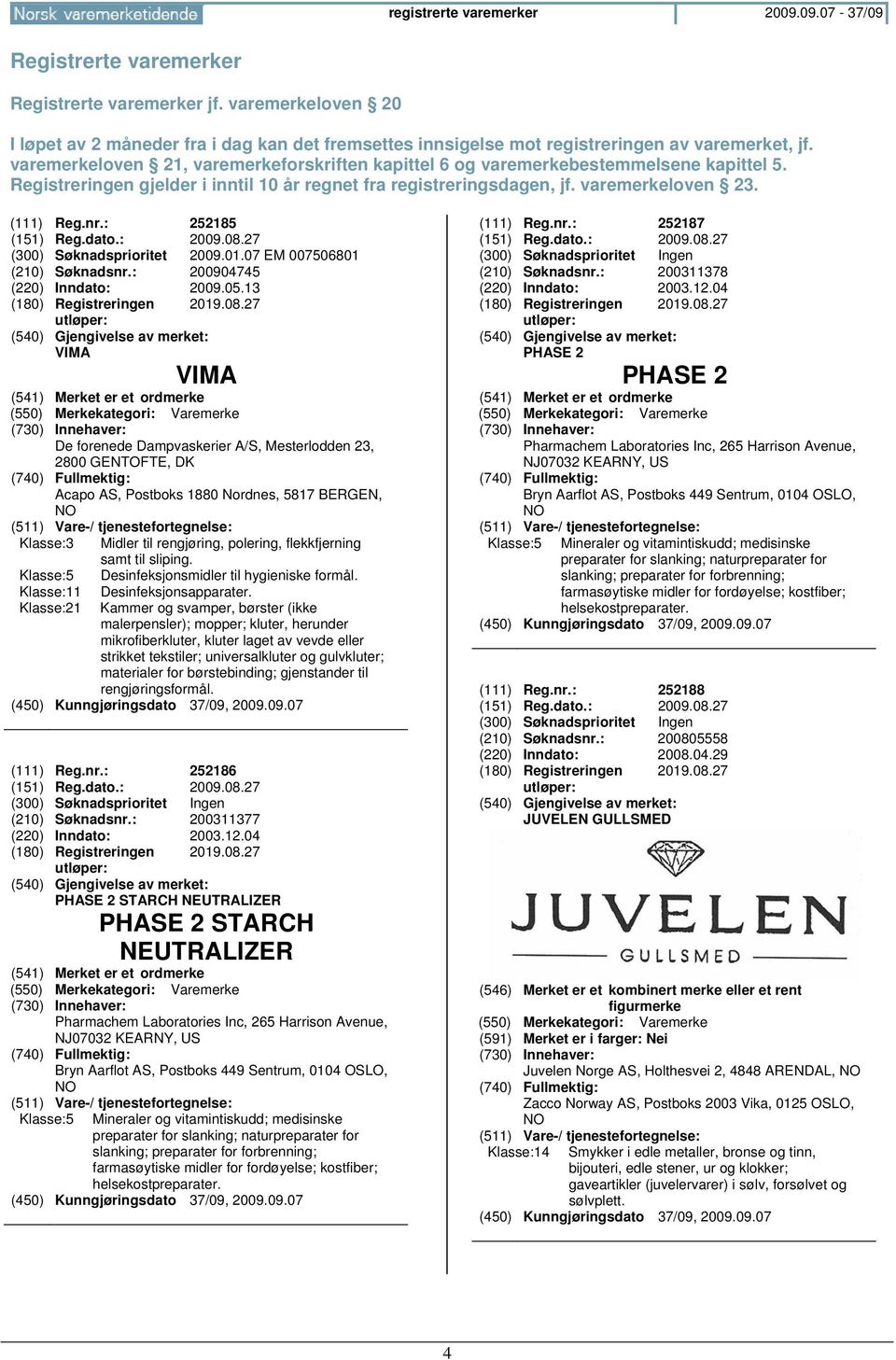 varemerkeloven 21, varemerkeforskriften kapittel 6 og varemerkebestemmelsene kapittel 5. Registreringen gjelder i inntil 10 år regnet fra registreringsdagen, jf. varemerkeloven 23. (111) Reg.nr.