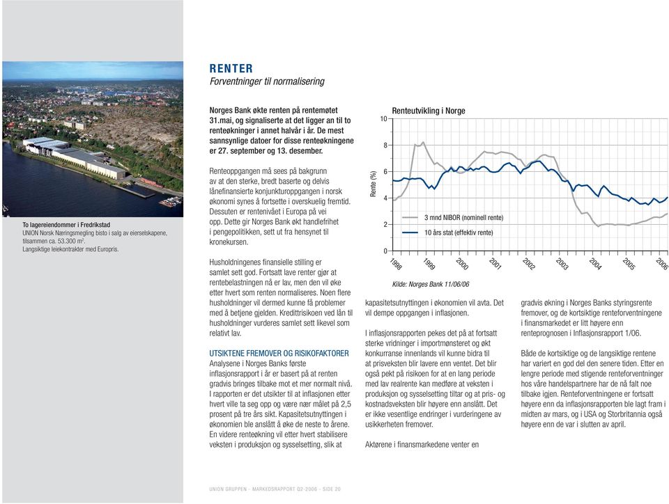 1 8 renteutvikling i Norge To lagereiendommer i Fredrikstad UNION Norsk Næringsmegling bisto i salg av eierselskapene, tilsammen ca. 53.3 m 2. Langsiktige leiekontrakter med Europris.