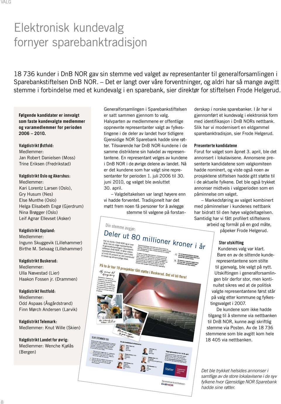 Følgende kandidater er innvalgt som faste kundevalgte medlemmer og varamedlemmer for perioden 2006 2010.