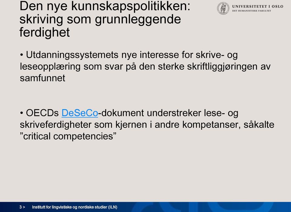 den sterke skriftliggjøringen av samfunnet OECDs DeSeCo-dokument understreker