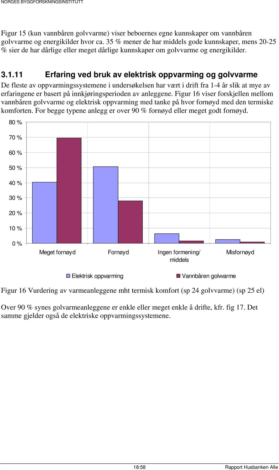 11 Erfaring ved bruk av elektrisk oppvarming og golvvarme De fleste av oppvarmingssystemene i undersøkelsen har vært i drift fra 1-4 år slik at mye av erfaringene er basert på innkjøringsperioden av