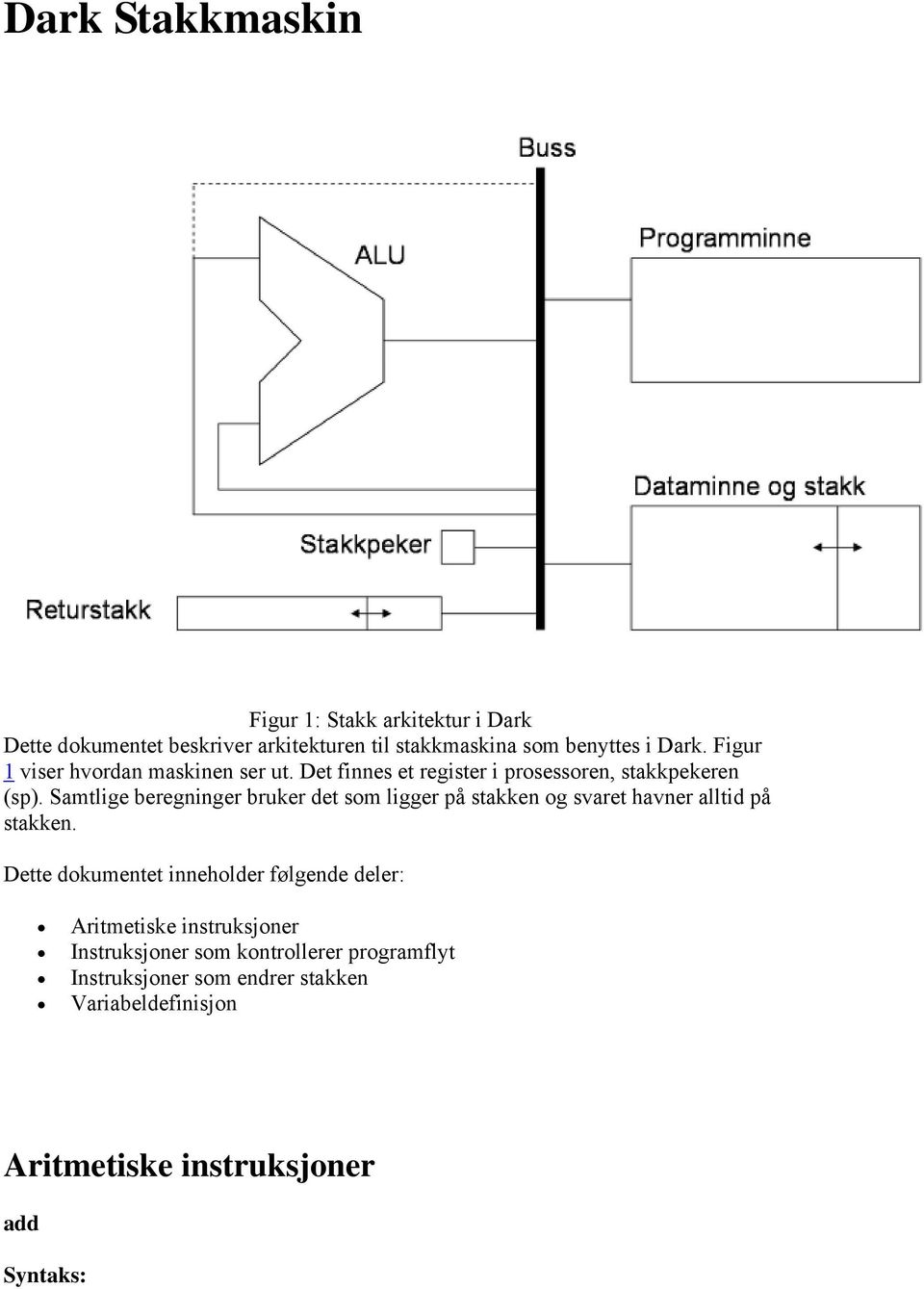 Samtlige beregninger bruker det som ligger på stakken og svaret havner alltid på Dette dokumentet inneholder følgende deler: