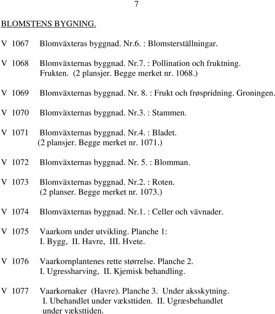 Begge merket nr. 1071.) Blomväxternas byggnad. Nr. 5. : Blomman. Blomväxternas byggnad. Nr.2. : Roten. (2 planser. Begge merket nr. 1073.) Blomväxternas byggnad. Nr.1. : Celler och vävnader.