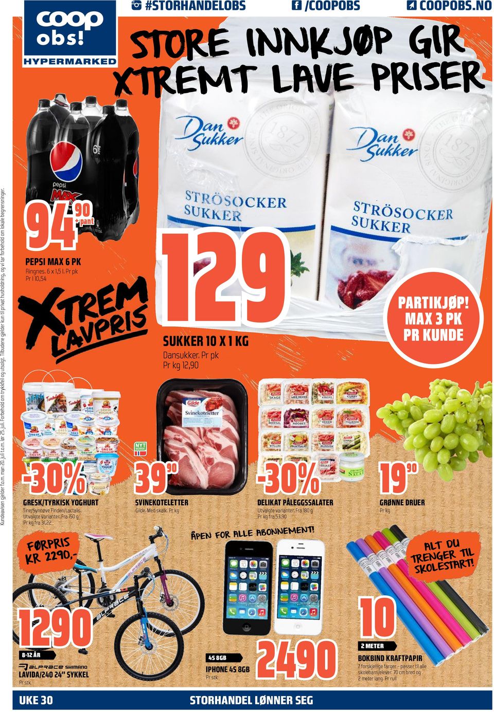 Pr pk Pr l 10,54 129 PARTIKJØP! MAX 3 PK PR KUNDE SUKKER 10 X 1 KG Dansukker. Pr pk Pr kg 12,90-30% 39-30% 19 Tine/Synnøve Finden/Lactalis. Utvalgte varianter. Fra 150 g Pr kg fra 31,22 Gilde.