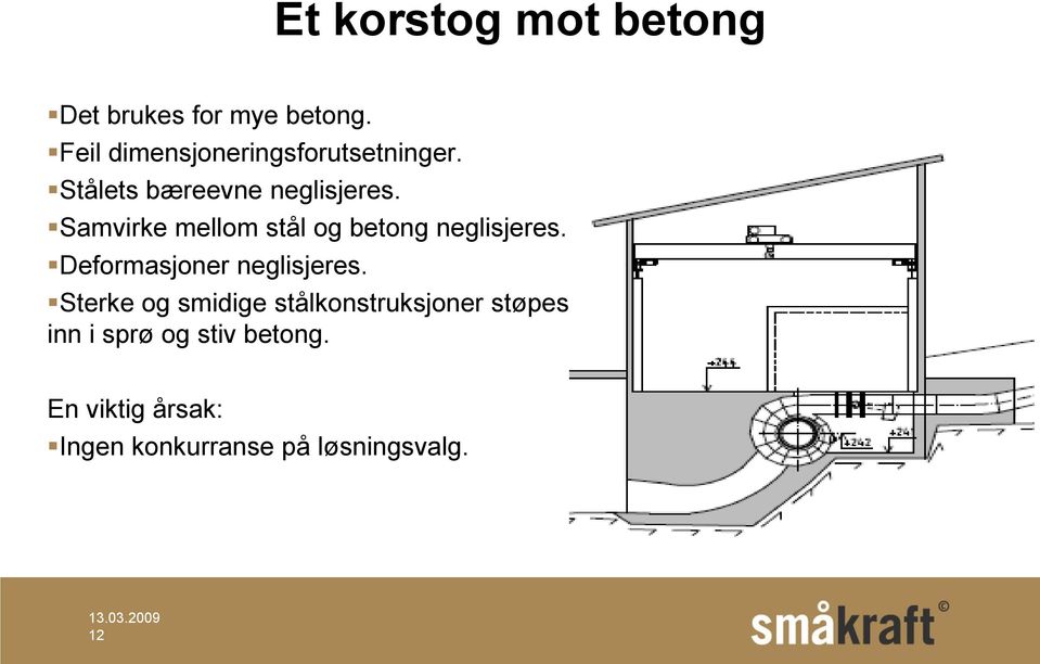 Samvirke mellom stål og betong neglisjeres. Deformasjoner neglisjeres.