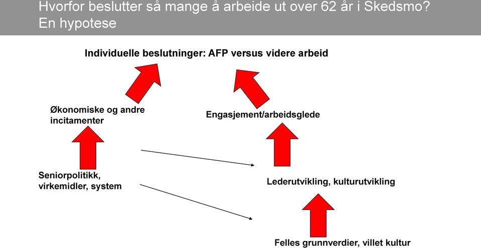 Økonomiske og andre incitamenter Engasjement/arbeidsglede