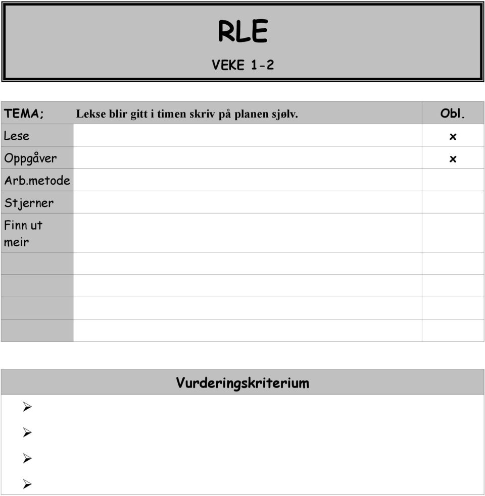 sjølv. Obl. Lese Oppgåver Arb.