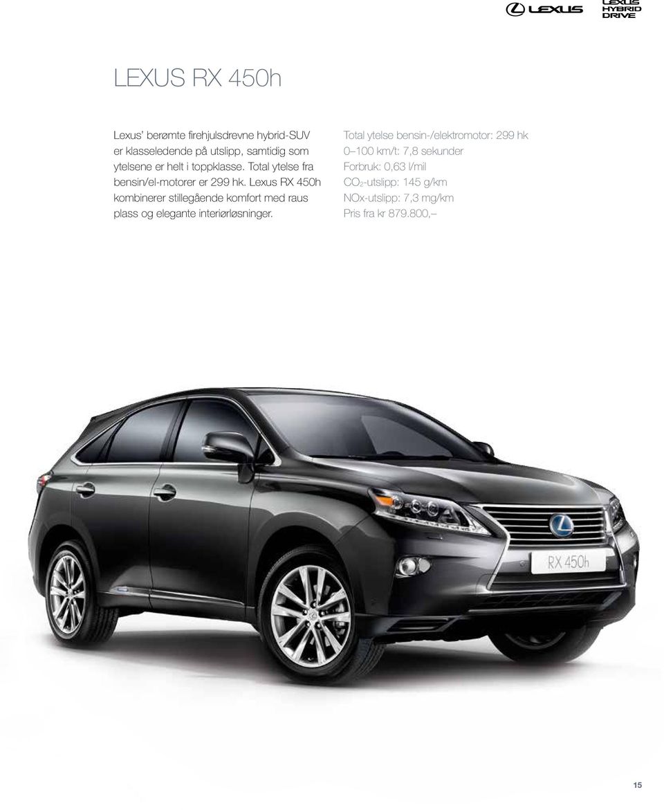 Lexus RX 450h kombinerer stillegående komfort med raus plass og elegante interiørløsninger.