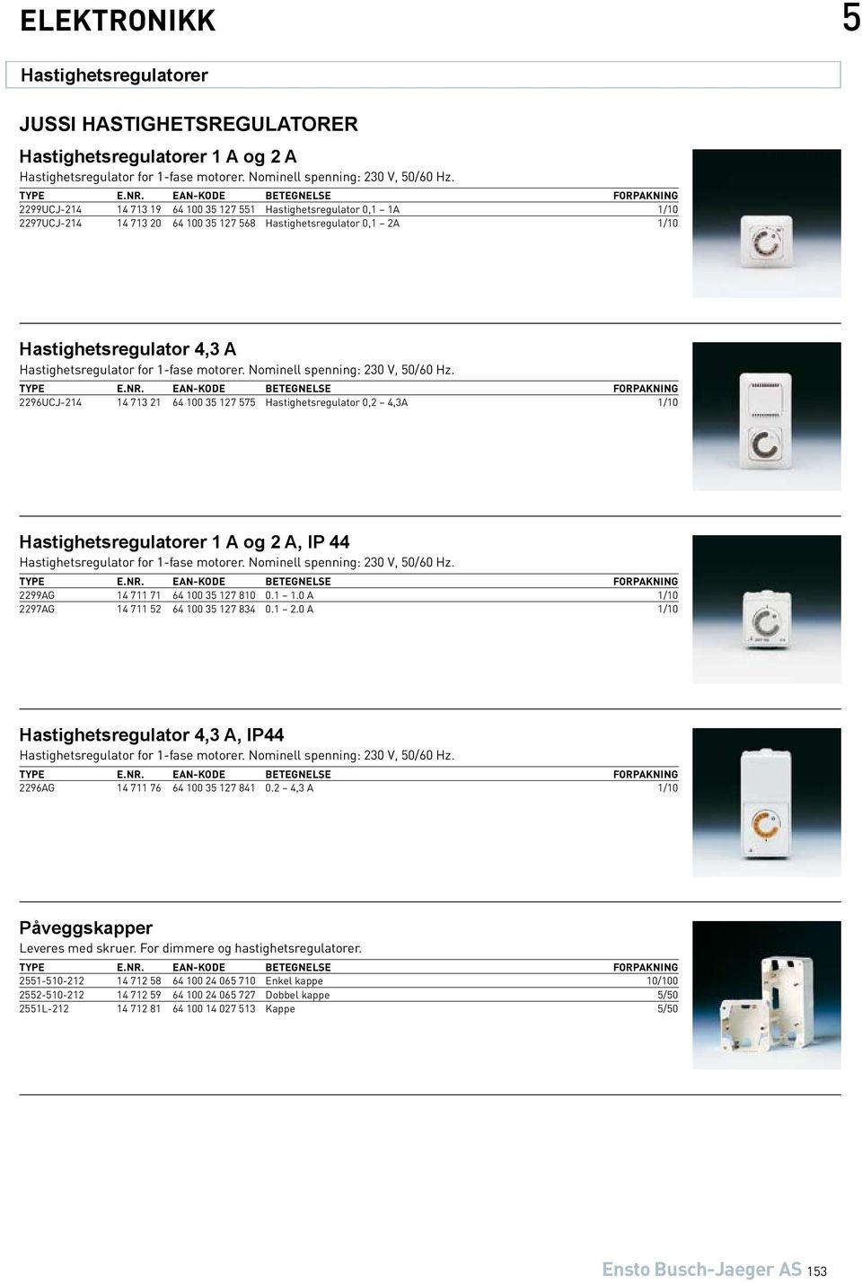 1-fase motorer. Nominell spenning: 230 V, 50/60 Hz.