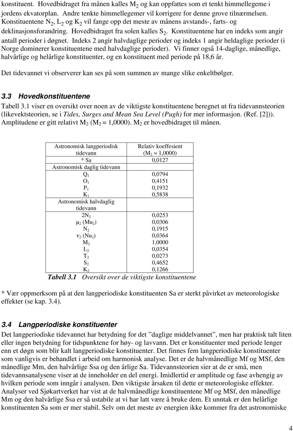 Konstituentene har en indeks som angir antall perioder i døgnet. Indeks 2 angir halvdaglige perioder og indeks 1 angir heldaglige perioder (i Norge dominerer konstituentene med halvdaglige perioder).