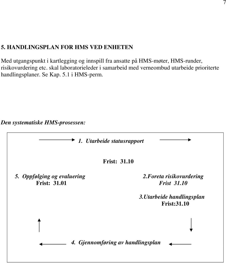 skal laboratorieleder i samarbeid med verneombud utarbeide prioriterte handlingsplaner. Se Kap. 5.1 i HMS-perm.