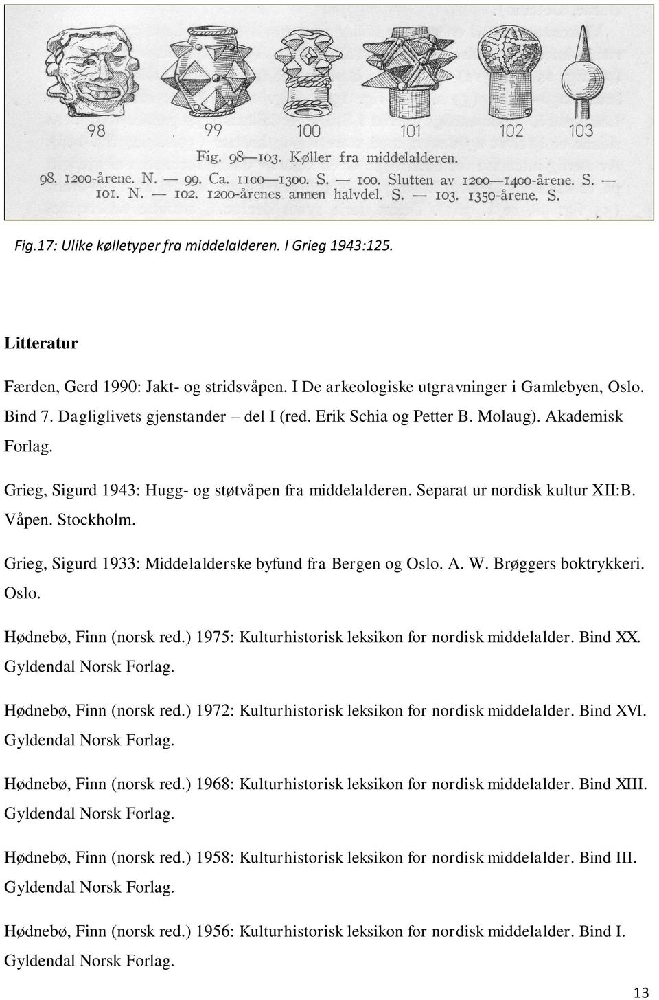 Grieg, Sigurd 1933: Middelalderske byfund fra Bergen og Oslo. A. W. Brøggers boktrykkeri. Oslo. Hødnebø, Finn (norsk red.) 1975: Kulturhistorisk leksikon for nordisk middelalder. Bind XX.