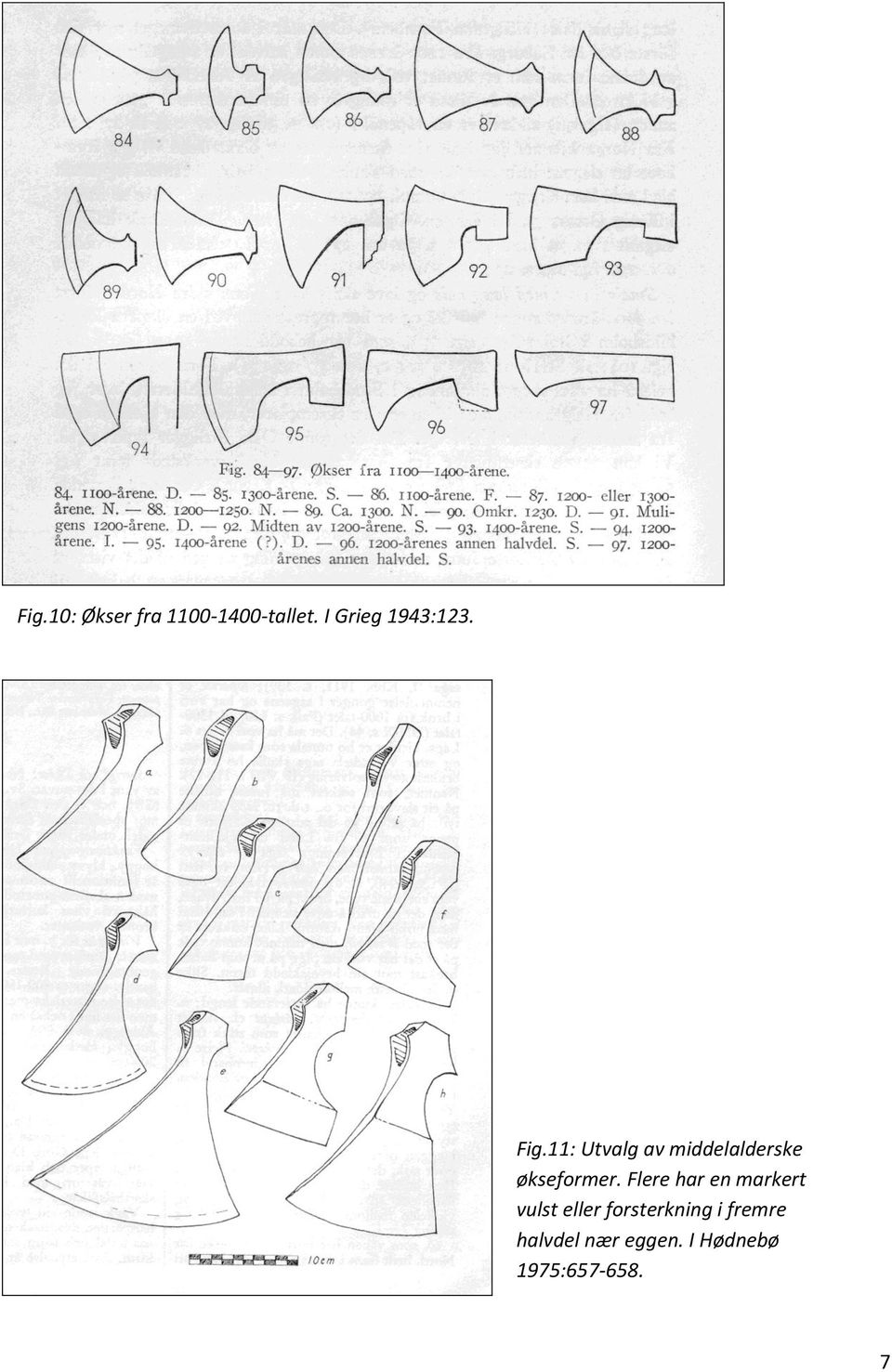 11: Utvalg av middelalderske økseformer.