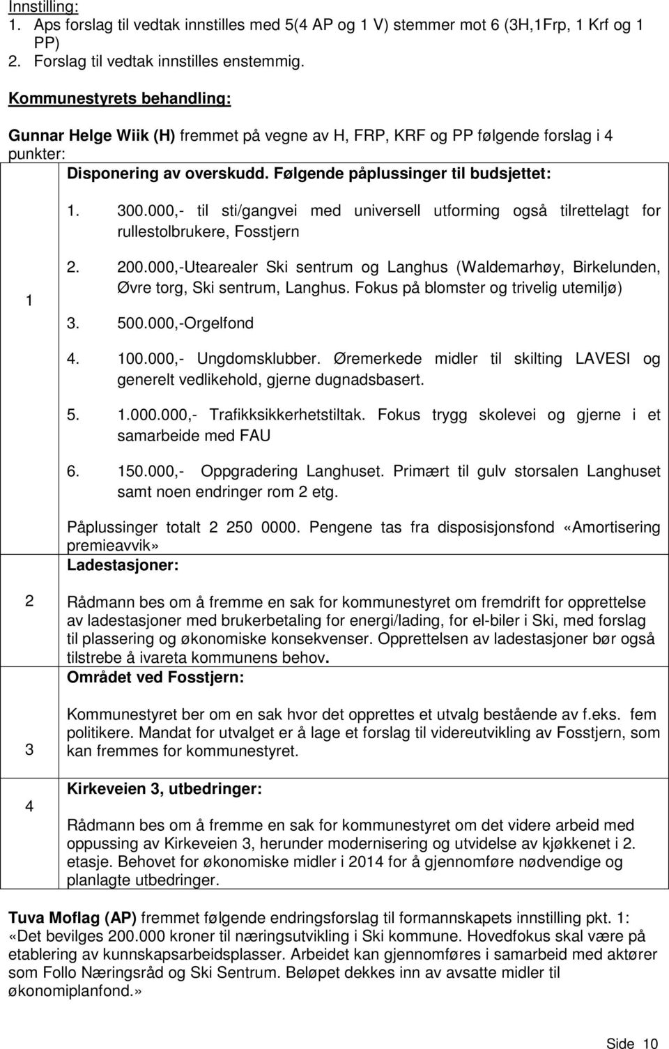 000,- til sti/gangvei med universell utforming også tilrettelagt for rullestolbrukere, Fosstjern 1 2. 200.