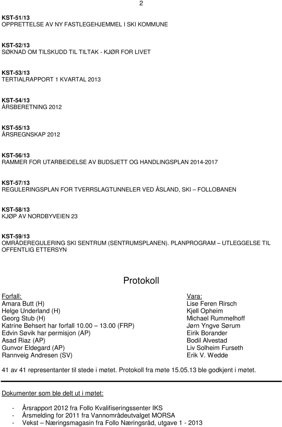 KST-59/13 OMRÅDEREGULERING SKI SENTRUM (SENTRUMSPLANEN).