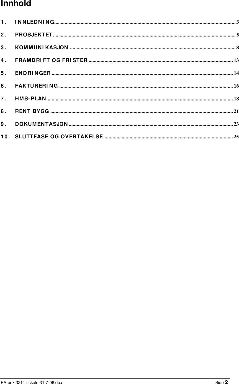 HMS-PLAN...18 8. RENT BYGG...21 9. DOKUMENTASJON...23 10.