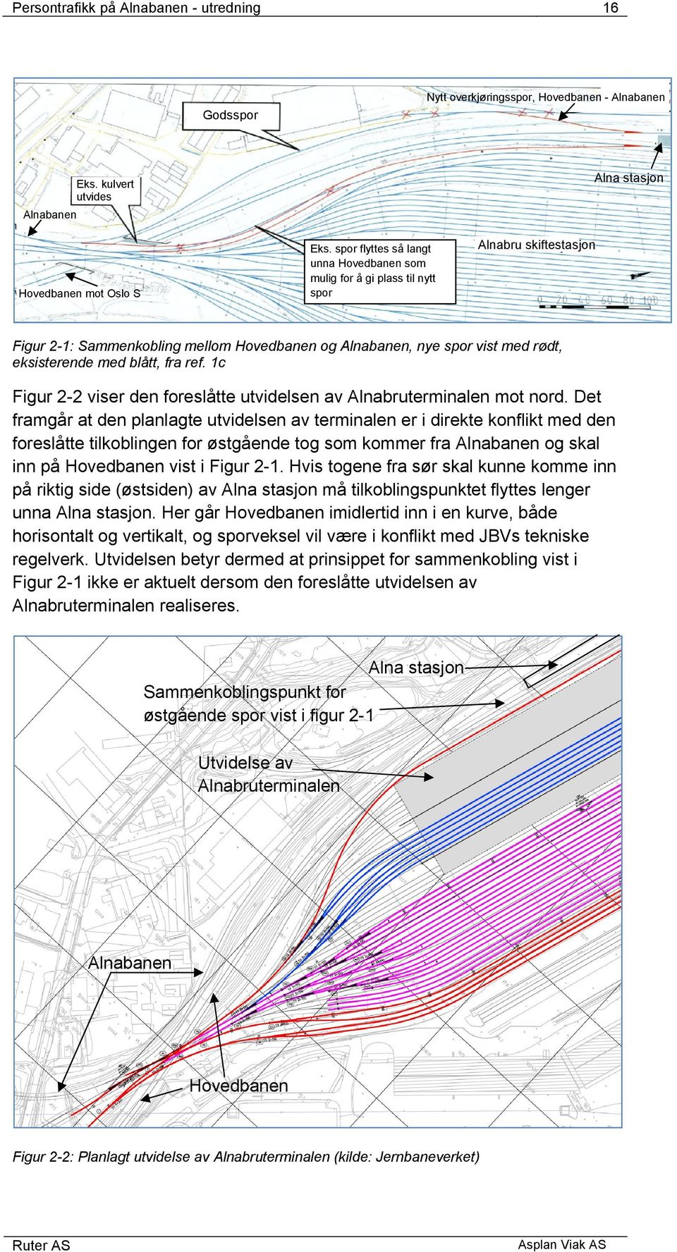 rødt, eksisterende med blått, fra ref. 1c Figur 2-2 viser den foreslåtte utvidelsen av Alnabruterminalen mot nord.