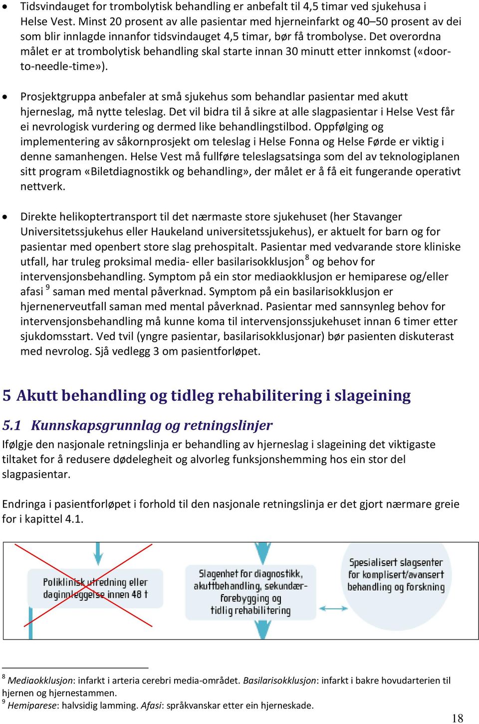 Det overordna målet er at trombolytisk behandling skal starte innan 30 minutt etter innkomst («doorto-needle-time»).