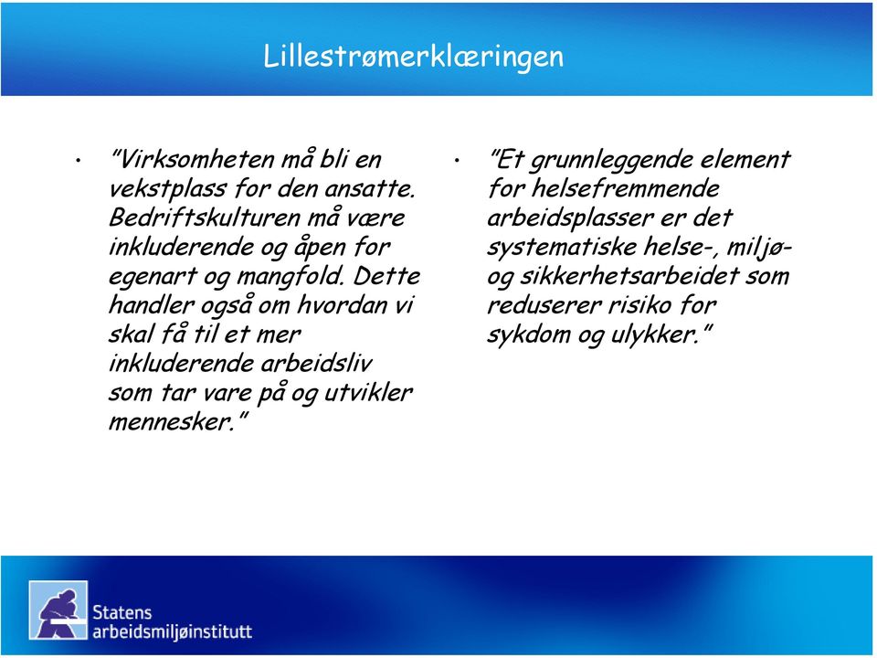 Dette handler også om hvordan vi skal få til et mer inkluderende arbeidsliv som tar vare på og utvikler