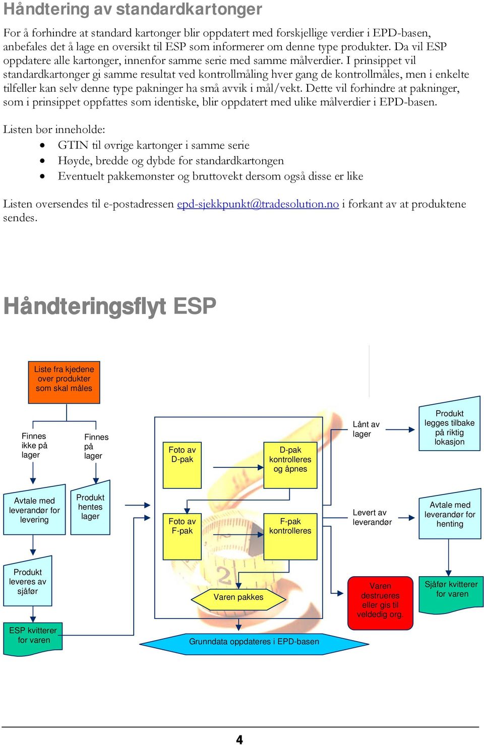 I prinsippet vil standardkartonger gi samme resultat ved kontrollmåling hver gang de kontrollmåles, men i enkelte tilfeller kan selv denne type pakninger ha små avvik i mål/vekt.