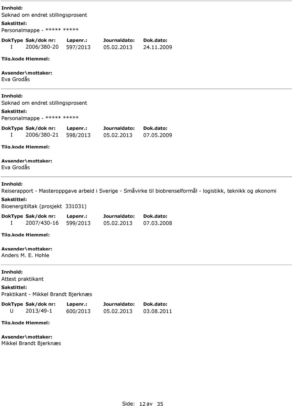 2009 Eva Grodås Reiserapport - Masteroppgave arbeid i Sverige - Småvirke til biobrenselformål - logistikk, teknikk og økonomi