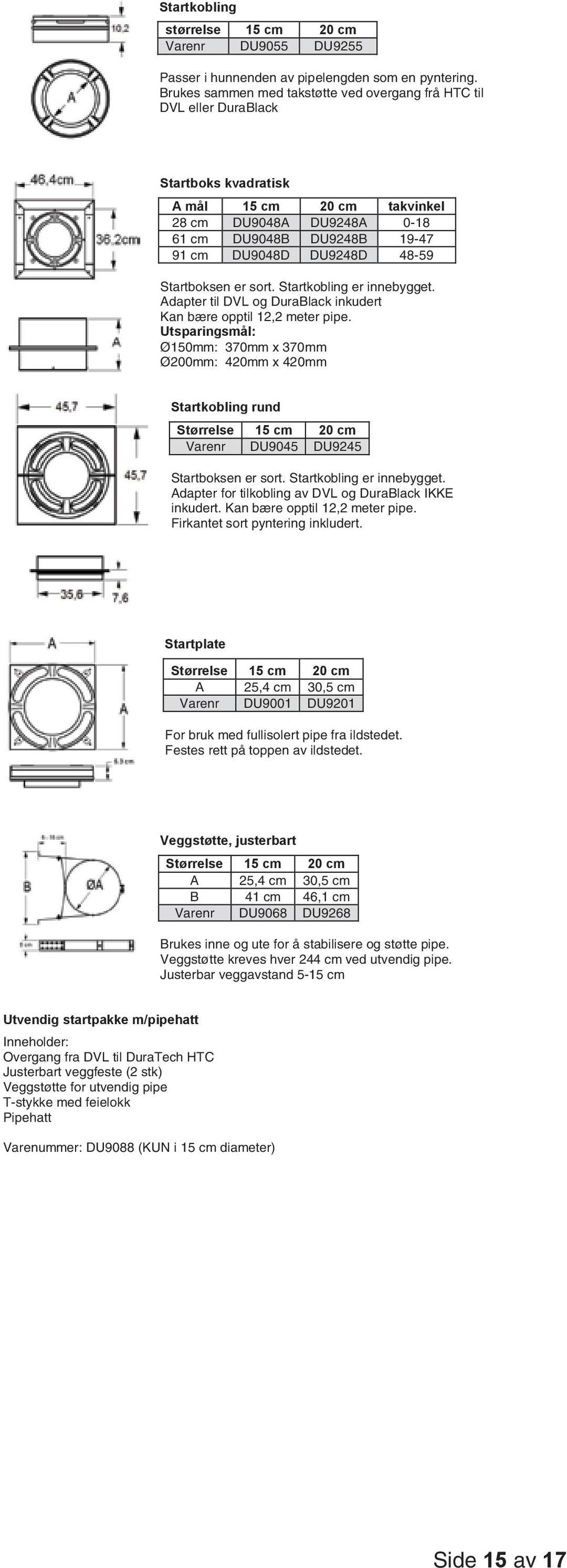 48-59 Startboksen er sort. Startkobling er innebygget. Adapter til DVL og Duralack inkudert Kan bære opptil 12,2 meter pipe.