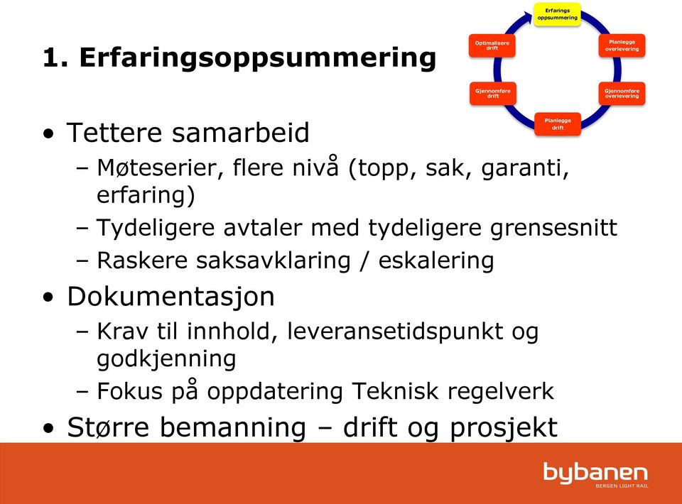 sak, garanti, erfaring) Tydeligere avtaler med tydeligere grensesnitt Raskere