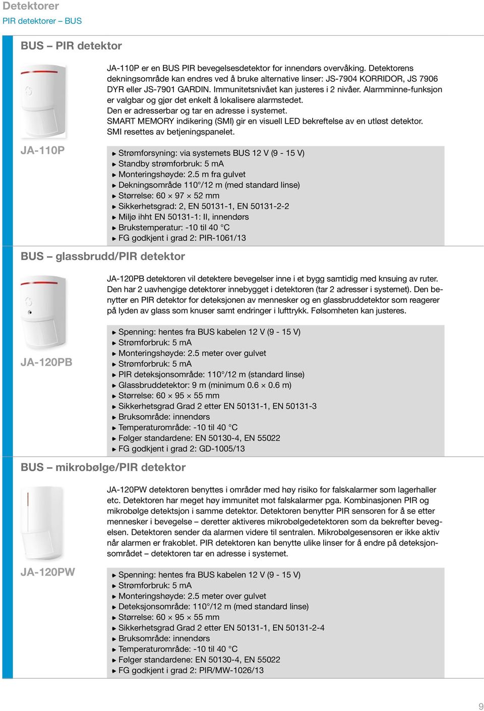 Alarmminne-funksjon er valgbar og gjør det enkelt å lokalisere alarmstedet. Den er adresserbar og tar en adresse i systemet.