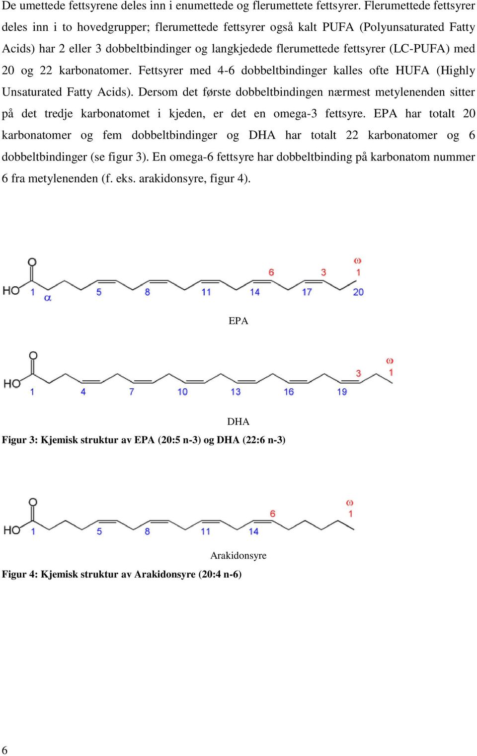 med 20 og 22 karbonatomer. Fettsyrer med 4-6 dobbeltbindinger kalles ofte HUFA (Highly Unsaturated Fatty Acids).