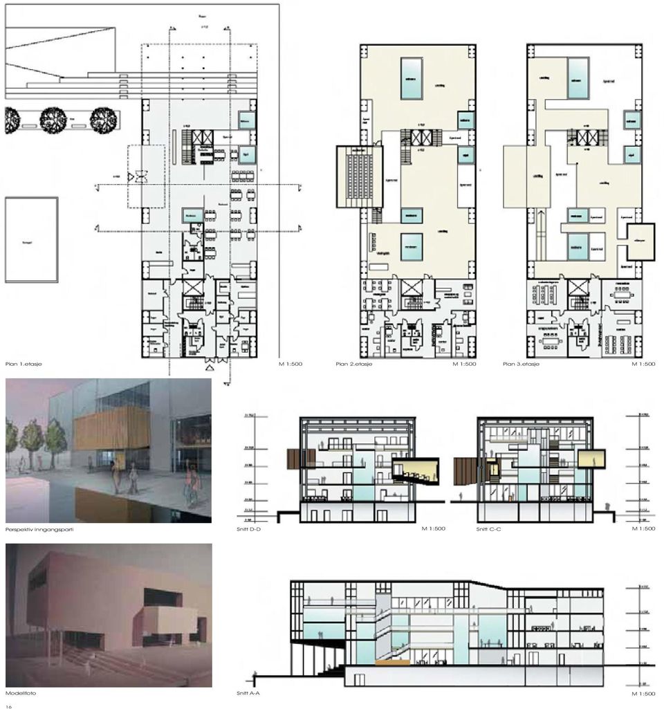 etasje M 1:500 Perspektiv inngangsparti