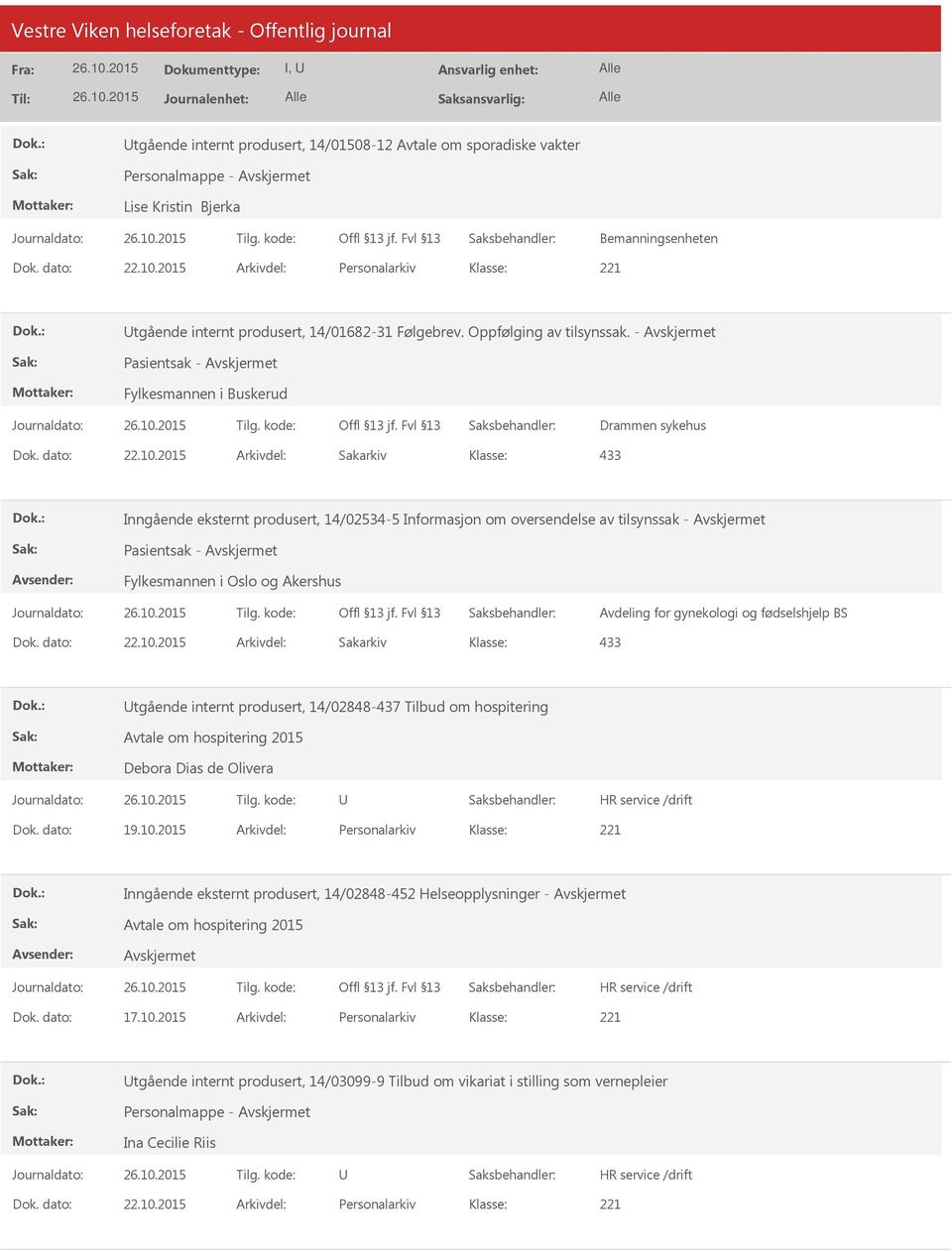 - Pasientsak - Fylkesmannen i Buskerud Drammen sykehus 433 Inngående eksternt produsert, 14/02534-5 Informasjon om oversendelse av tilsynssak - Pasientsak - Fylkesmannen i Oslo og Akershus Avdeling