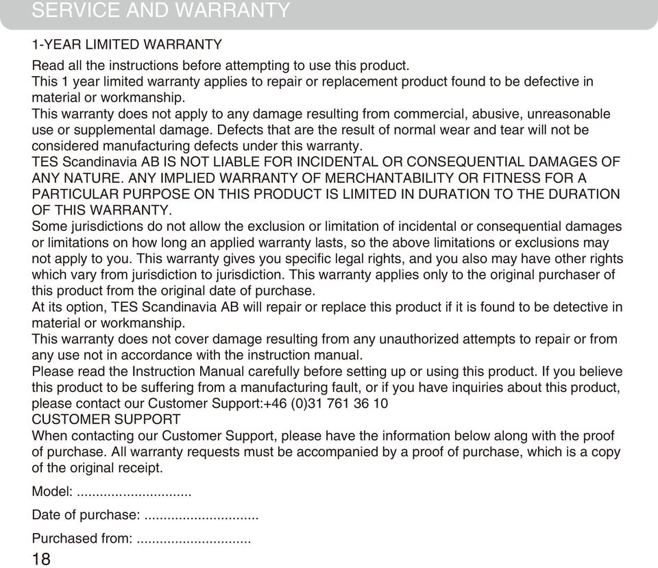 This warranty does not apply to any damage resulting from commercial, abusive, unreasonable use or supplemental damage.