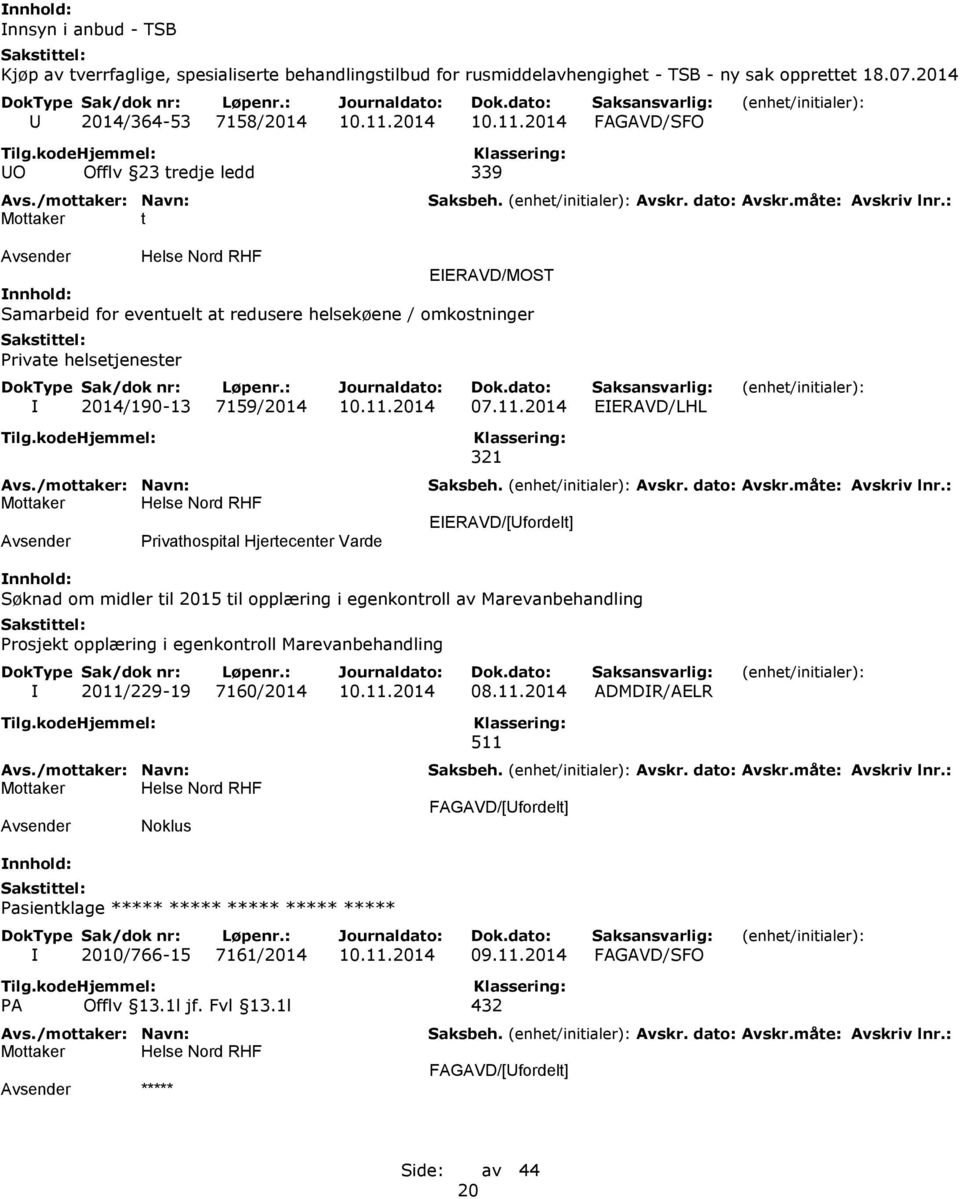 11.2014 EIERAVD/LHL Privathospital Hjertecenter Varde 321 EIERAVD/[Ufordelt] Søknad om midler til 2015 til opplæring i egenkontroll av Marevanbehandling Prosjekt opplæring i egenkontroll