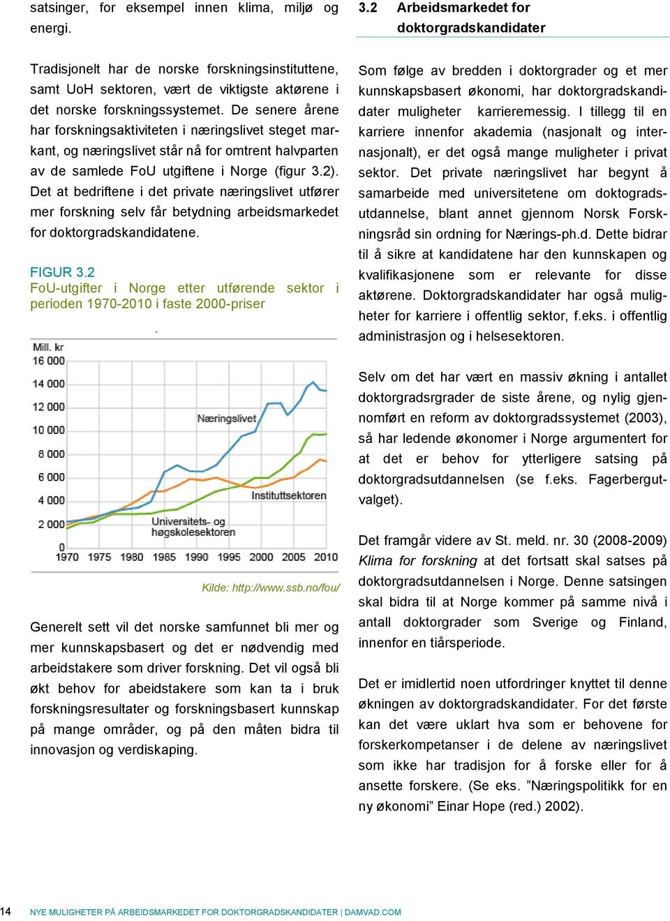 De senere årene har forskningsaktiviteten i næringslivet steget markant, og næringslivet står nå for omtrent halvparten av de samlede FoU utgiftene i Norge (figur 3.2).