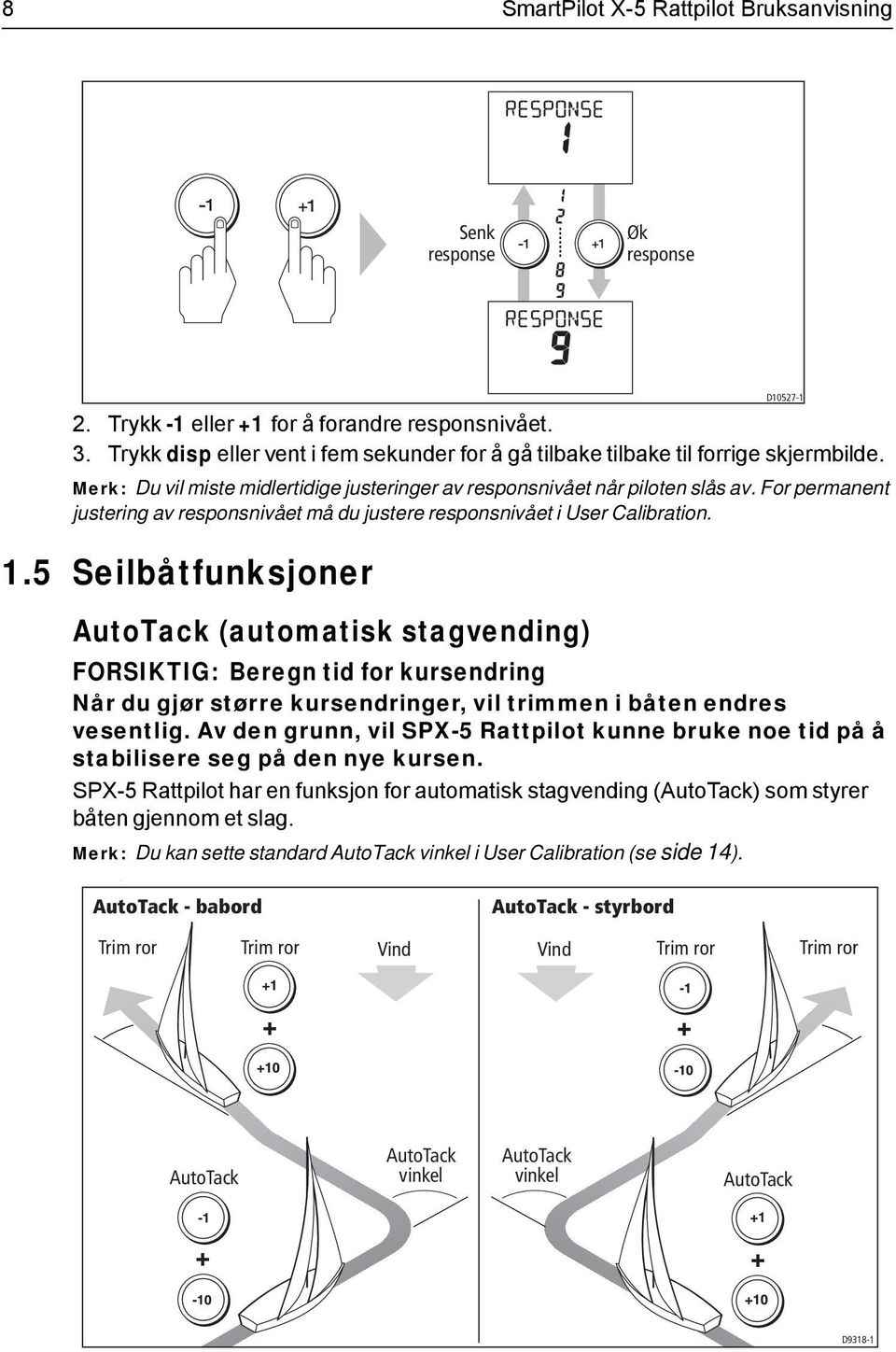 For permanent justering av responsnivået må du justere responsnivået i User Calibration. 1.