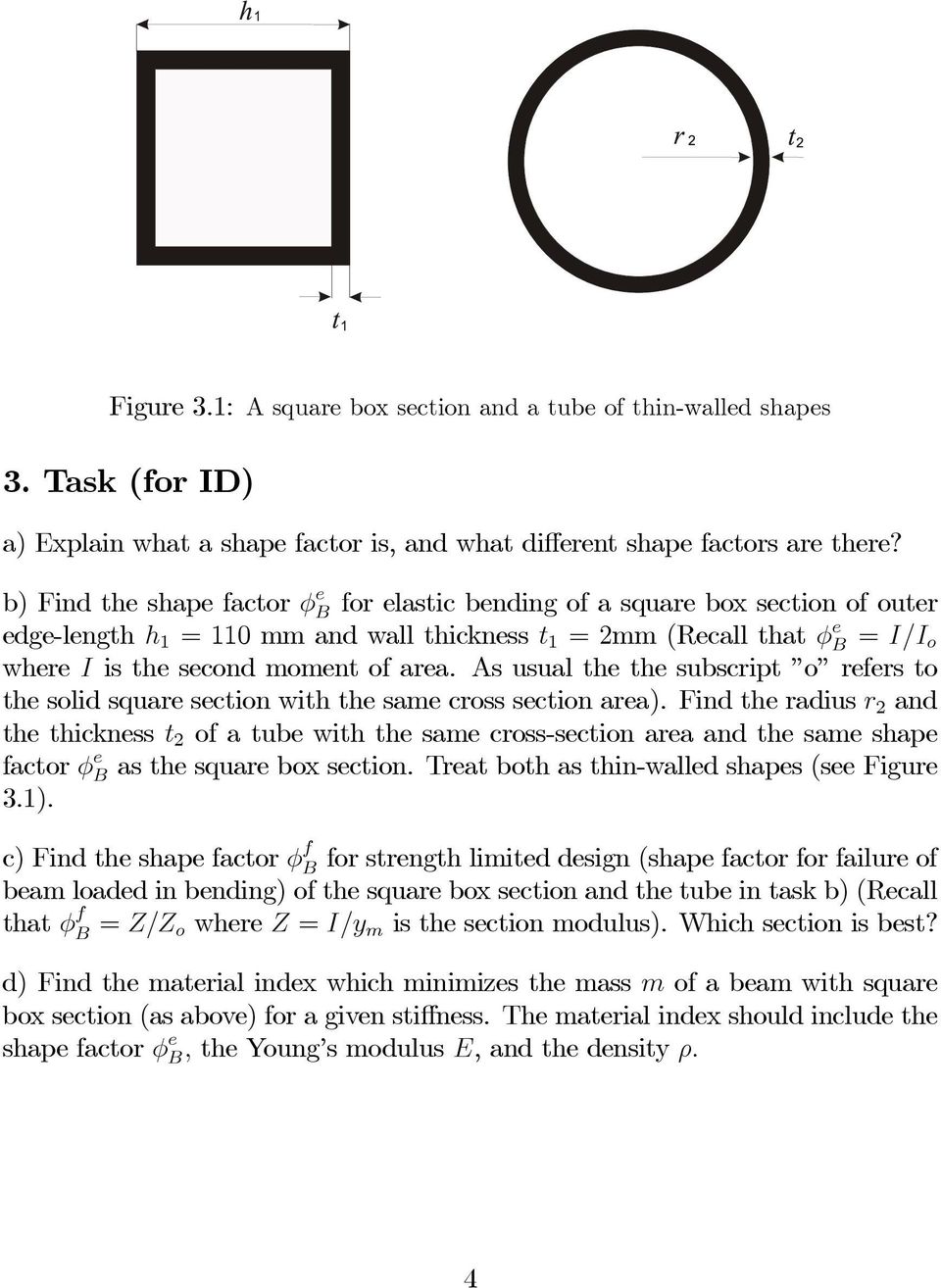 As usual the the subscript o refers to the solid square section with the same cross section area).