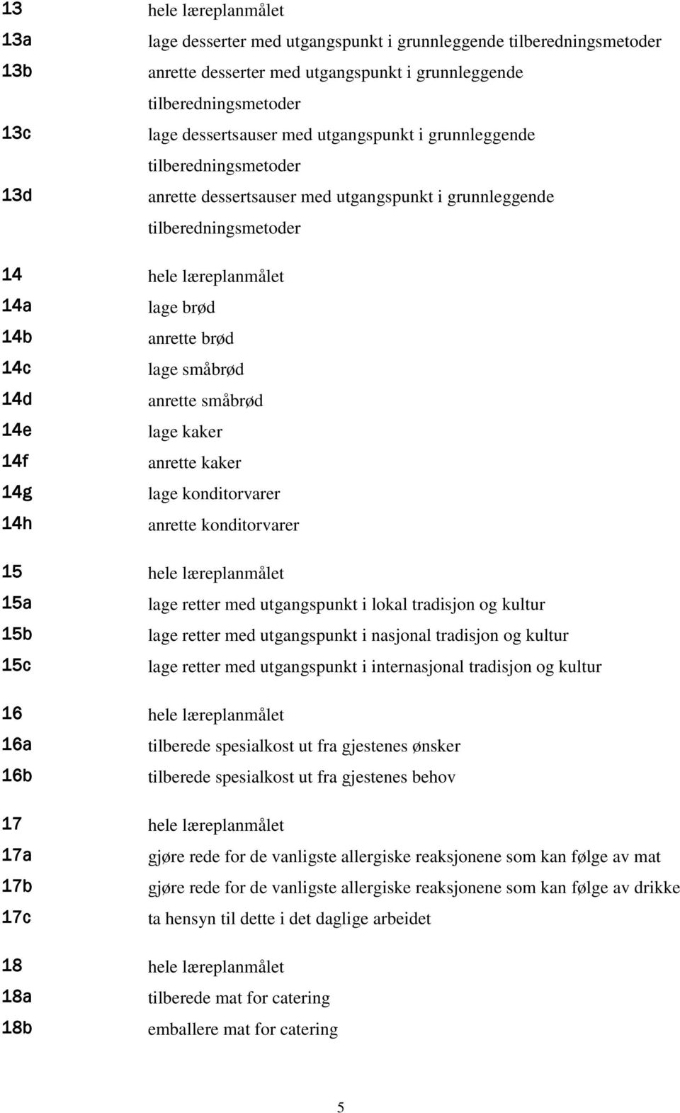 anrette konditorvarer 15 hele læreplanmålet 15a lage retter med utgangspunkt i lokal tradisjon og kultur 15b lage retter med utgangspunkt i nasjonal tradisjon og kultur 15c lage retter med