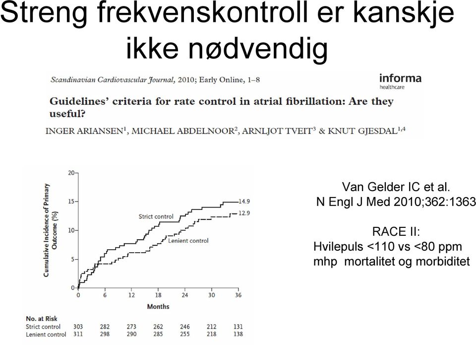 N Engl J Med 2010;362:1363 RACE II: