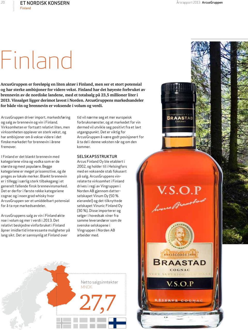 ArcusGruppens markedsandeler for både vin og brennevin er voksende i volum og verdi. ArcusGruppen driver import, markedsføring og salg av brennevin og vin i Finland.