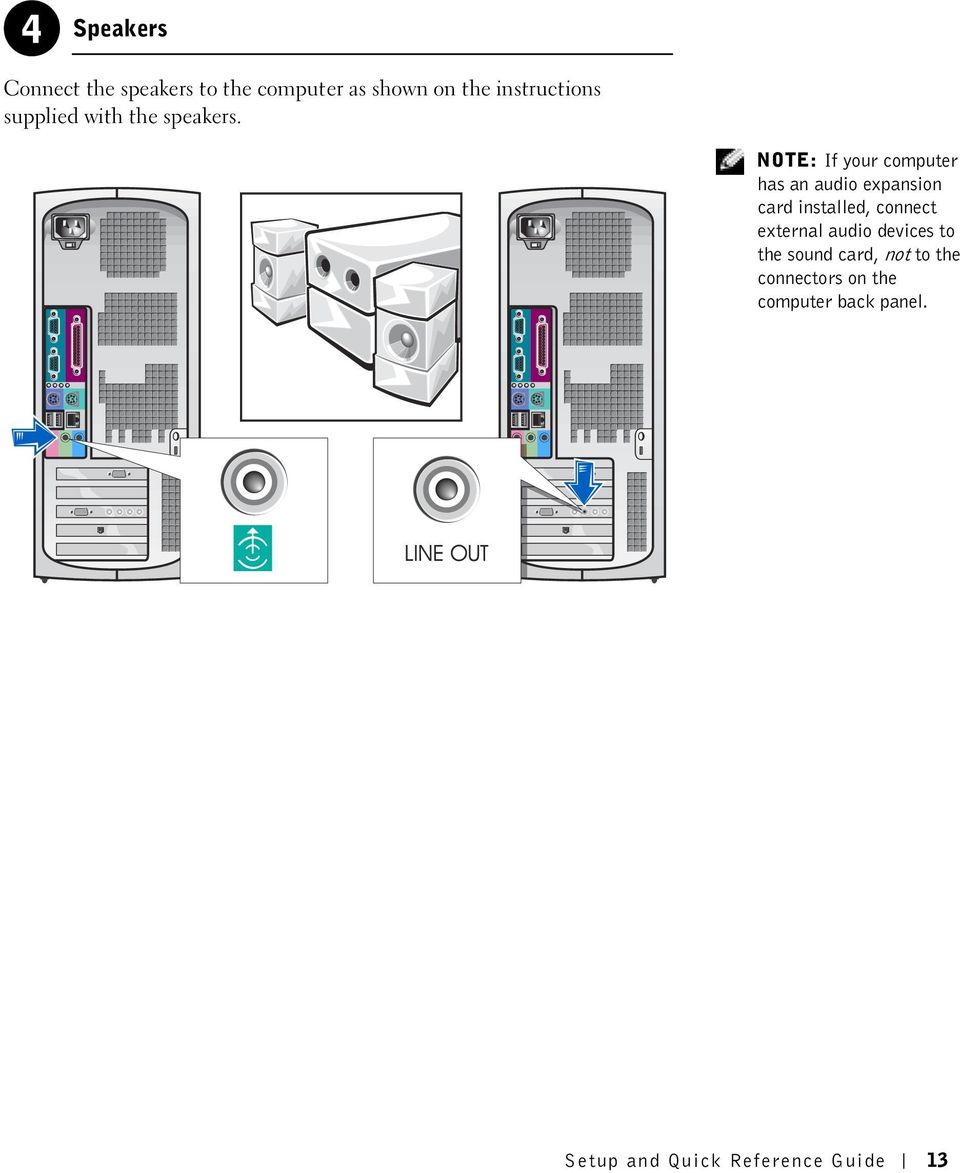 NOTE: If your computer has an audio expansion card installed, connect