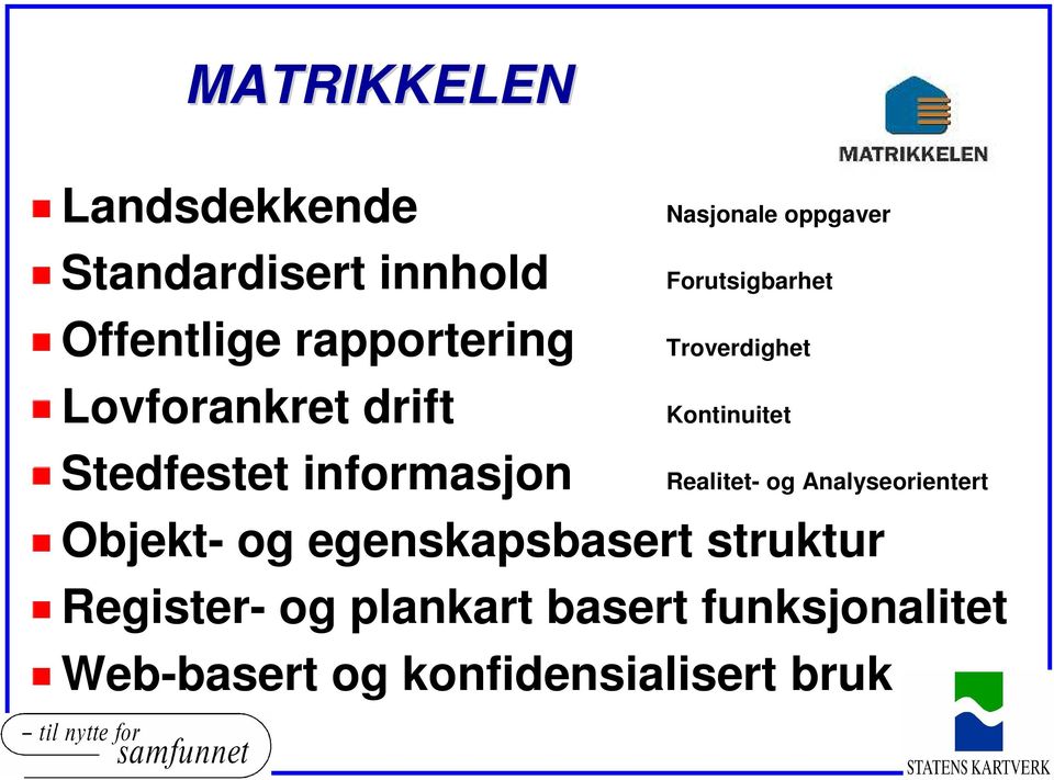 Stedfestet informasjon Realitet- og Analyseorientert Objekt- og egenskapsbasert