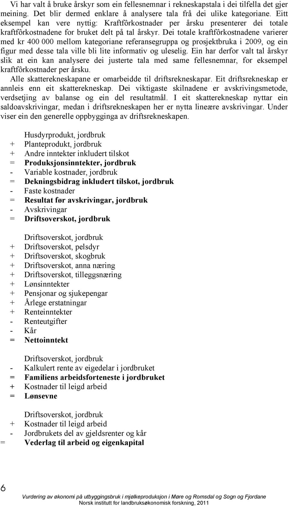 Dei totale kraftfôrkostnadene varierer med kr 400 000 mellom kategoriane referansegruppa og prosjektbruka i 2009, og ein figur med desse tala ville bli lite informativ og uleselig.